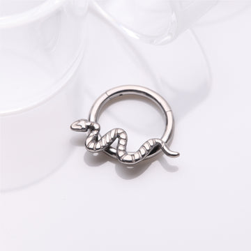 Detail View 1 of Implant Grade Titanium Snake Swiggle Clicker Hoop Ring